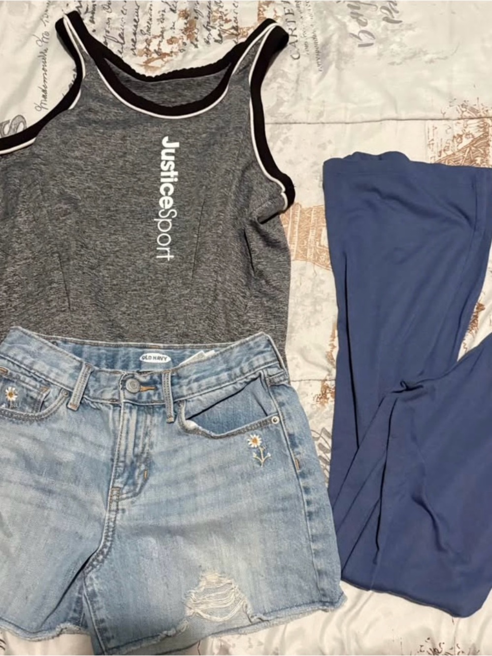 Justice Grey Tank Top with Black Trim